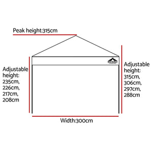 Instahut Gazebo Pop Up Marquee 3x3 Folding Tent Outdoor Camping 500D Oxford Blue
