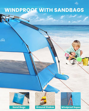 outdoormaster beach tent OutdoorMaster Pop Up 3-4 Person Beach Tent X-Large