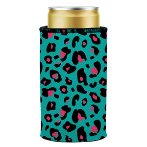Teal Leopard Pattern Stubby Cooler - Standard