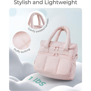 Pink Chic Double Deck Insulated Lunch Bag - Leakproof Cooler Tote for Women