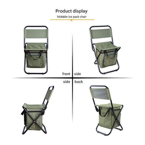 Foldable Camping Chair with Integrated 10L Insulated Cooler Bag - Camouflage color