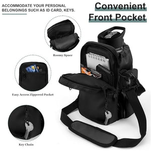 Purple Portable Crossbody Water Bottle Holder with Multiple Pockets - Thermal Cooler Bag