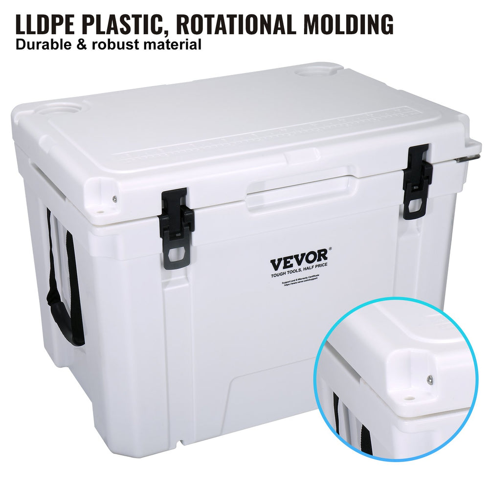 VEVOR Insulated Portable Cooler, 60L, Holds 65 Cans, Ice Retention Hard Cooler with Heavy Duty Handle, Ice Chest Lunch Box for Camping, Beach, Picnic, Travel, Outdoor, Keeps Ice for up to 6 Days