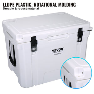 VEVOR Insulated Portable Cooler, 60L, Holds 65 Cans, Ice Retention Hard Cooler with Heavy Duty Handle, Ice Chest Lunch Box for Camping, Beach, Picnic, Travel, Outdoor, Keeps Ice for up to 6 Days