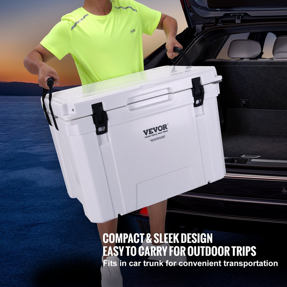 VEVOR Insulated Portable Cooler, 60L, Holds 65 Cans, Ice Retention Hard Cooler with Heavy Duty Handle, Ice Chest Lunch Box for Camping, Beach, Picnic, Travel, Outdoor, Keeps Ice for up to 6 Days
