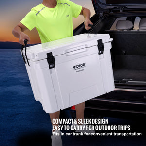 VEVOR Insulated Portable Cooler, 60L, Holds 65 Cans, Ice Retention Hard Cooler with Heavy Duty Handle, Ice Chest Lunch Box for Camping, Beach, Picnic, Travel, Outdoor, Keeps Ice for up to 6 Days