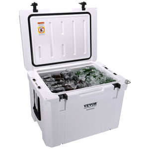 VEVOR Insulated Portable Cooler, 60L, Holds 65 Cans, Ice Retention Hard Cooler with Heavy Duty Handle, Ice Chest Lunch Box for Camping, Beach, Picnic, Travel, Outdoor, Keeps Ice for up to 6 Days