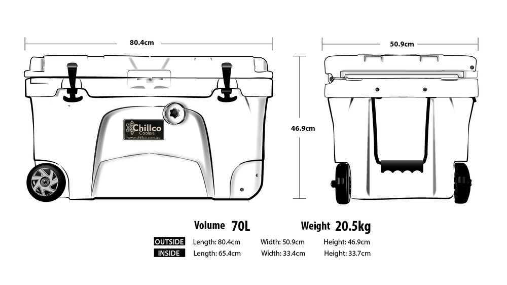 70 Litre with Wheels Sky Blue Esky Cooler