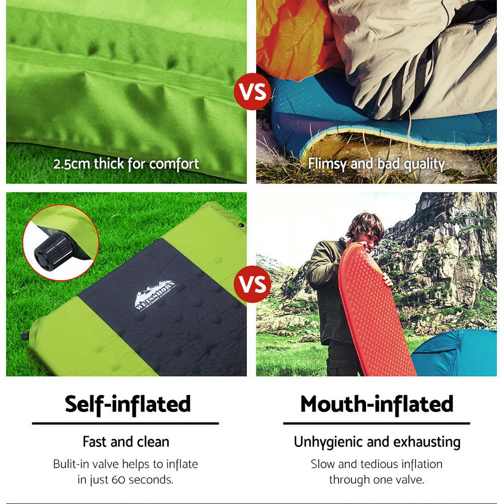 Weisshorn Self Inflating Mattress Camping Sleeping Mat Air Bed Pad Double Green