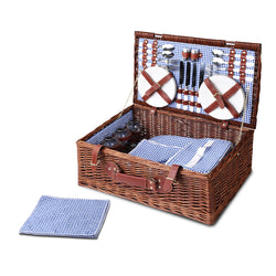 Alfresco 4 Person Picnic Basket Baskets Handle Outdoor Insulated Blanket
