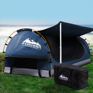 Weisshorn Double Swag Camping Swags Canvas Free Standing Dome Tent Dark Blue