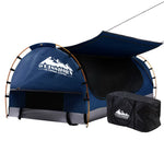 Weisshorn Swag King Single Camping Swags Canvas Free Standing Dome Tent Dark Blue with 7cm Mattress